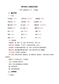 【期中单元复习】（部编高教版2023）中职语文 基础模块上册 课内知识点复习 第5.3《国家的儿子》（节选）《心有一团火，温暖众人心》--讲义