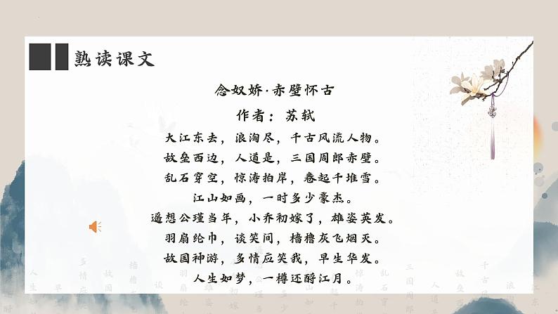 高教版中职语文基础模块上册第三单元 第三课《念奴娇·赤壁怀古》课件05