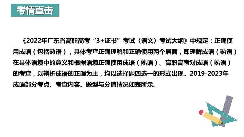 【专题复习】（广东地区）2024年中职高考语文 一轮复习 专题05-正确使用成语-课件第2页