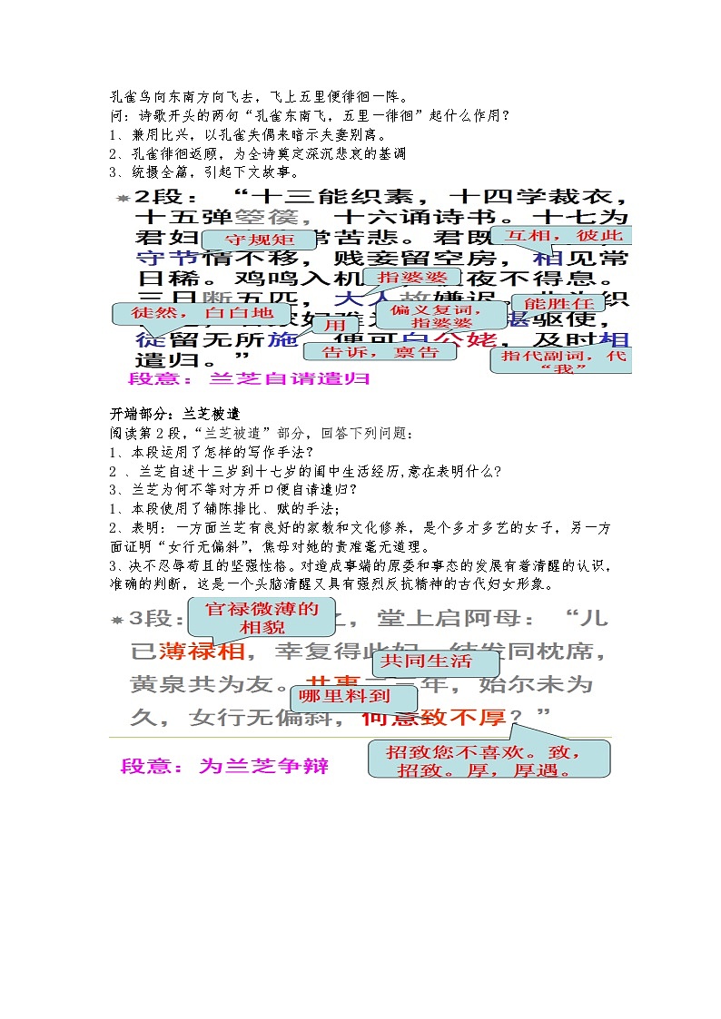 高教版 中职语文 拓展模块 第六单元 29《孔雀东南飞》课件+教案03