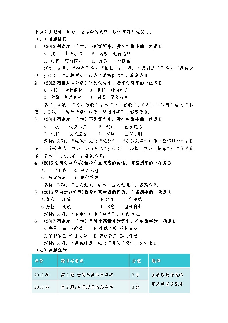 高教版 中职语文 高三对口升学专题复习 一、知识点2、字形 课件+教案02