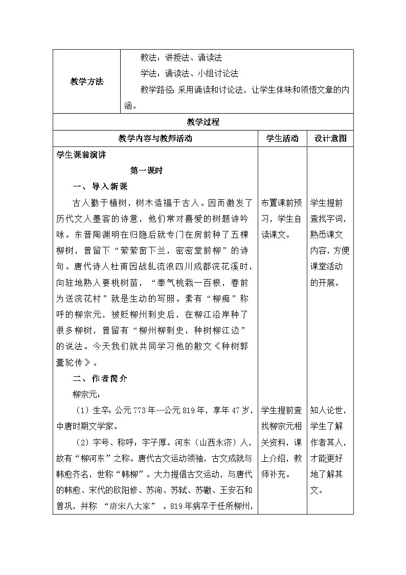 《种树郭橐驼传》教学设计第2页