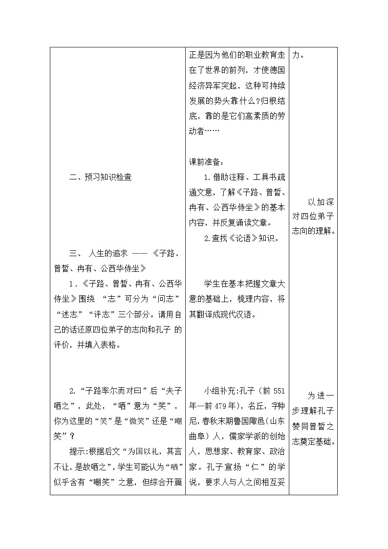 子路、曾皙、冉有、公西华侍坐教学设计02