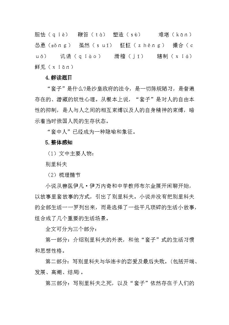 部编高教版中职语文基础模块下册3-3《套中人》教案03