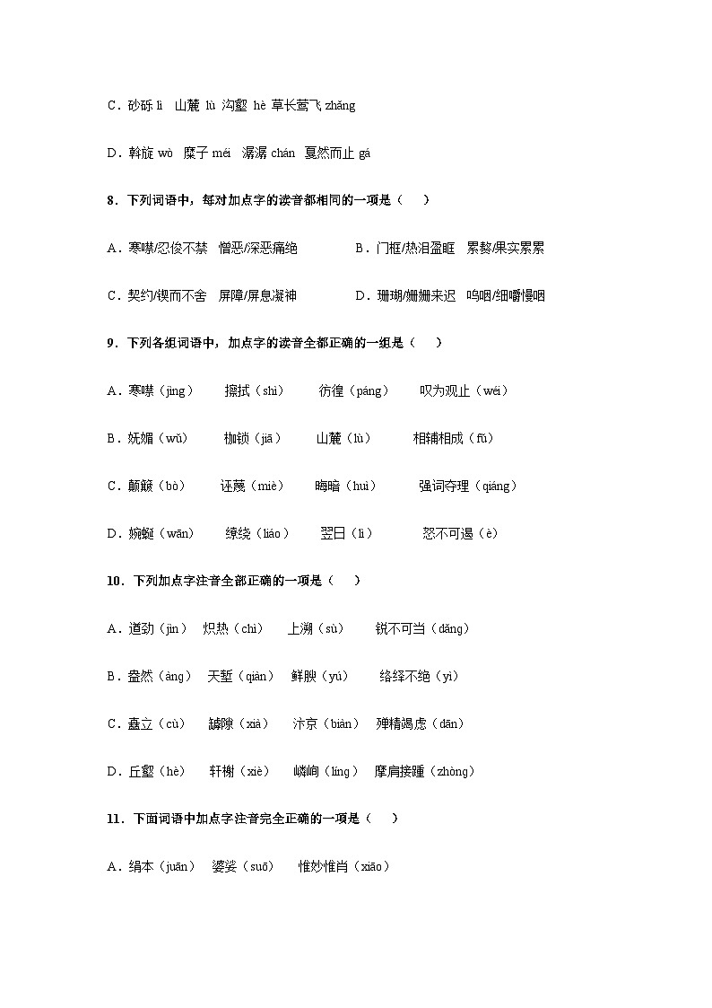 专题01 字音 -【中职专用】中职高考语文复习讲练测（通用）03