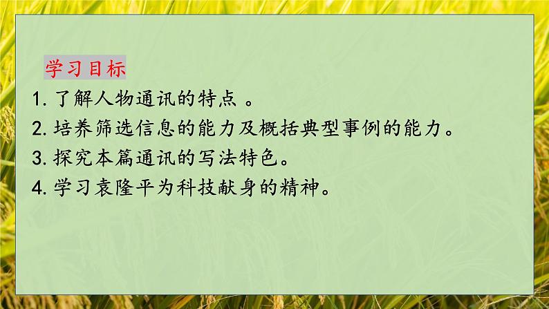 《喜看稻菽千重浪——记首届国家最高科获得者袁隆平》- 【中职专用】高一语文（高教版2023·基础模块上册）课件PPT03