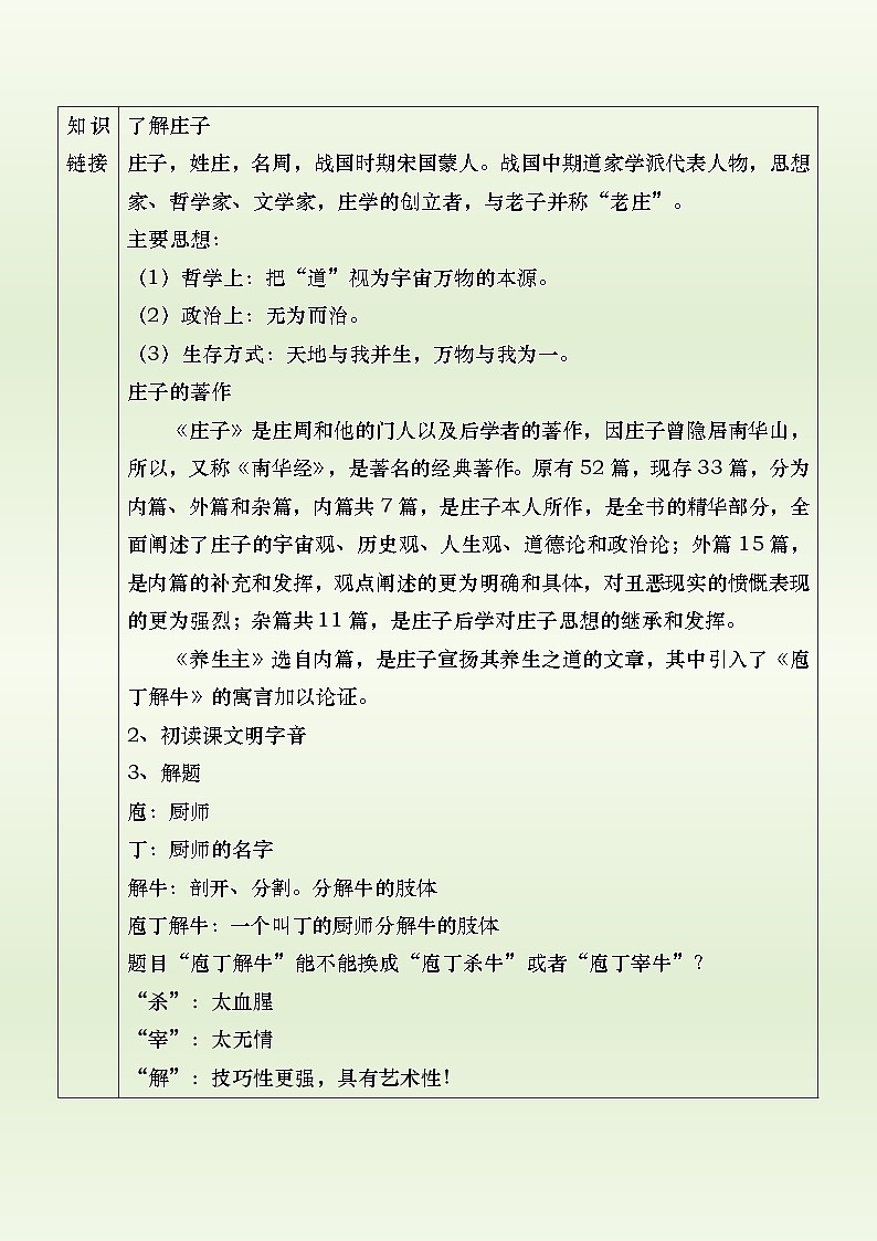 6.3.2《庖丁解牛》教案第2页