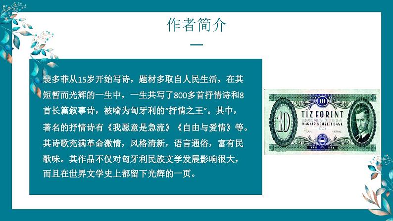 部编高教版2023中职语文基础模块上册  诗二首《我愿意是急流》-课件+教学设计06