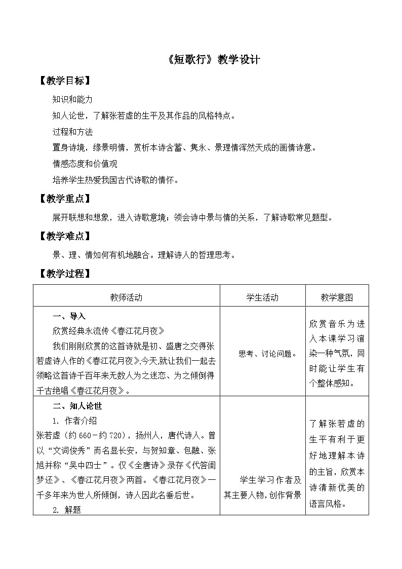 部编高教版2023 中职语文基础模块上册  《春江花月夜》-课件+教学设计01