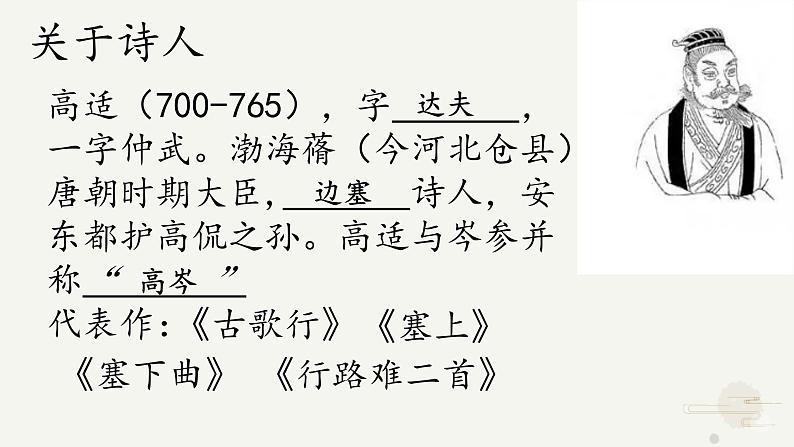 古诗词诵读《燕歌行》【中职专用】高一语文同步 课件 高教版2023基础模块上册第3页