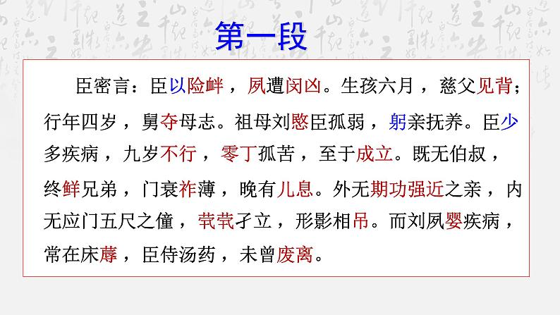 部编高教版（2024）2.2《陈情表》 课件第7页