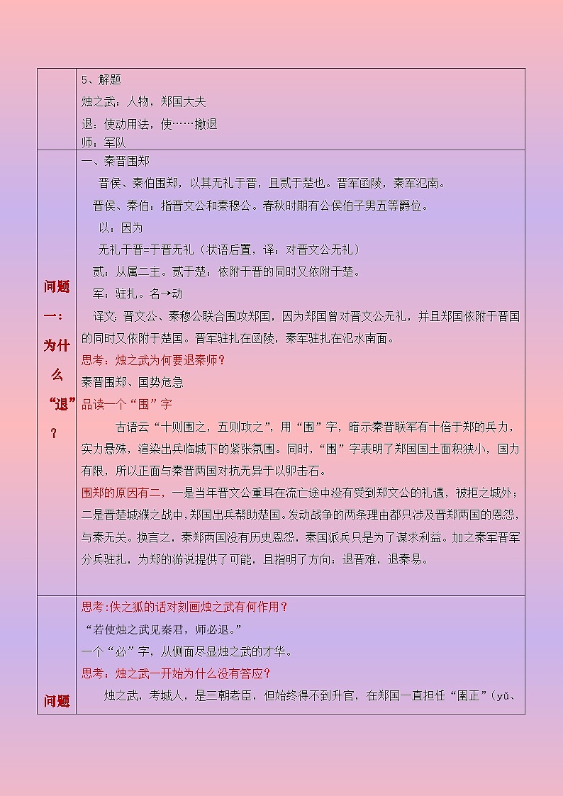 部编版（2023）中职语文基础模块下2.2《烛之武退秦师》教案第3页