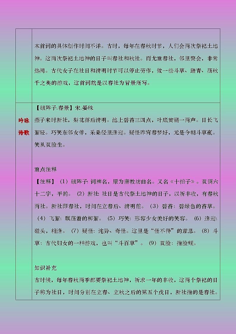 部编版（2023）中职语文基础模块下8.4《破阵子》教案第2页