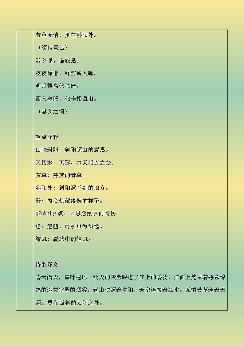 部编版（2023）中职语文基础模块下8.5《苏幕遮》教案第3页