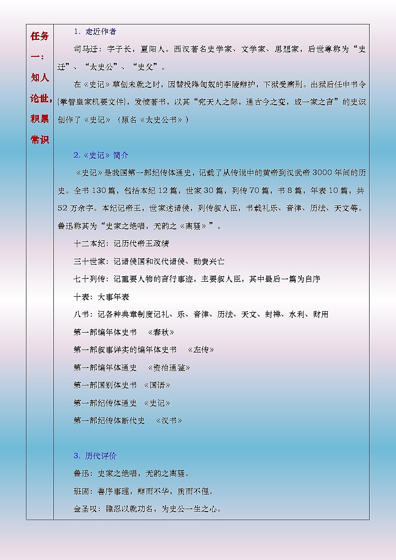 部编高教版（2024）中职语文拓展模块上册2.1《鸿门宴》教案第2页