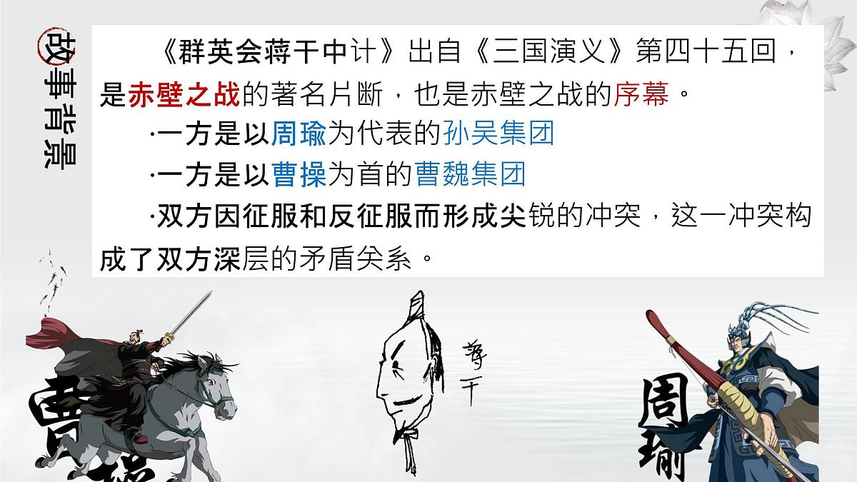 部编高教版2023 中职语文 基础模块下册 第三单元第二课 群英会蒋干中计-课件第6页