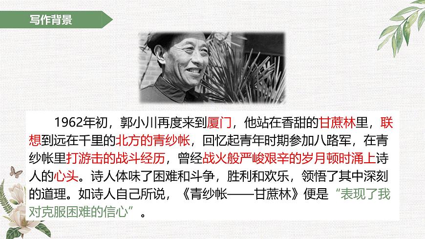 部编高教版2023 中职语文 基础模块下册 第六单元第二课 青纱帐——甘蔗林-课件第8页