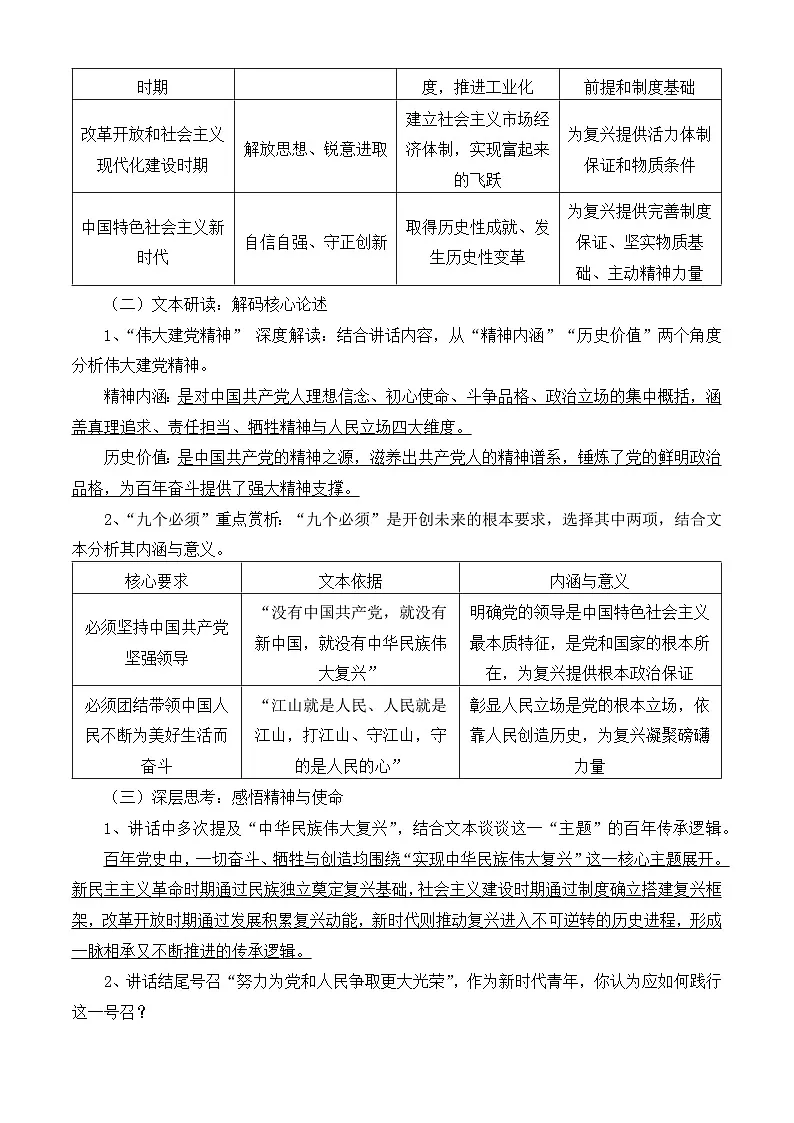 部编高教版2023 中职语文 基础模块下册 第一单元第二课 在庆祝中国共产党成立100周年大会上的讲话-学案第2页
