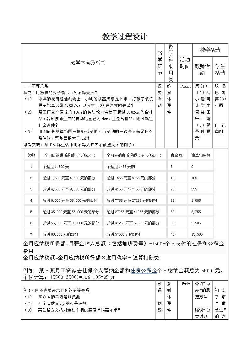 【高教版】中职数学基础模块上册：2.1《不等式的基本性质》教案设计第2页