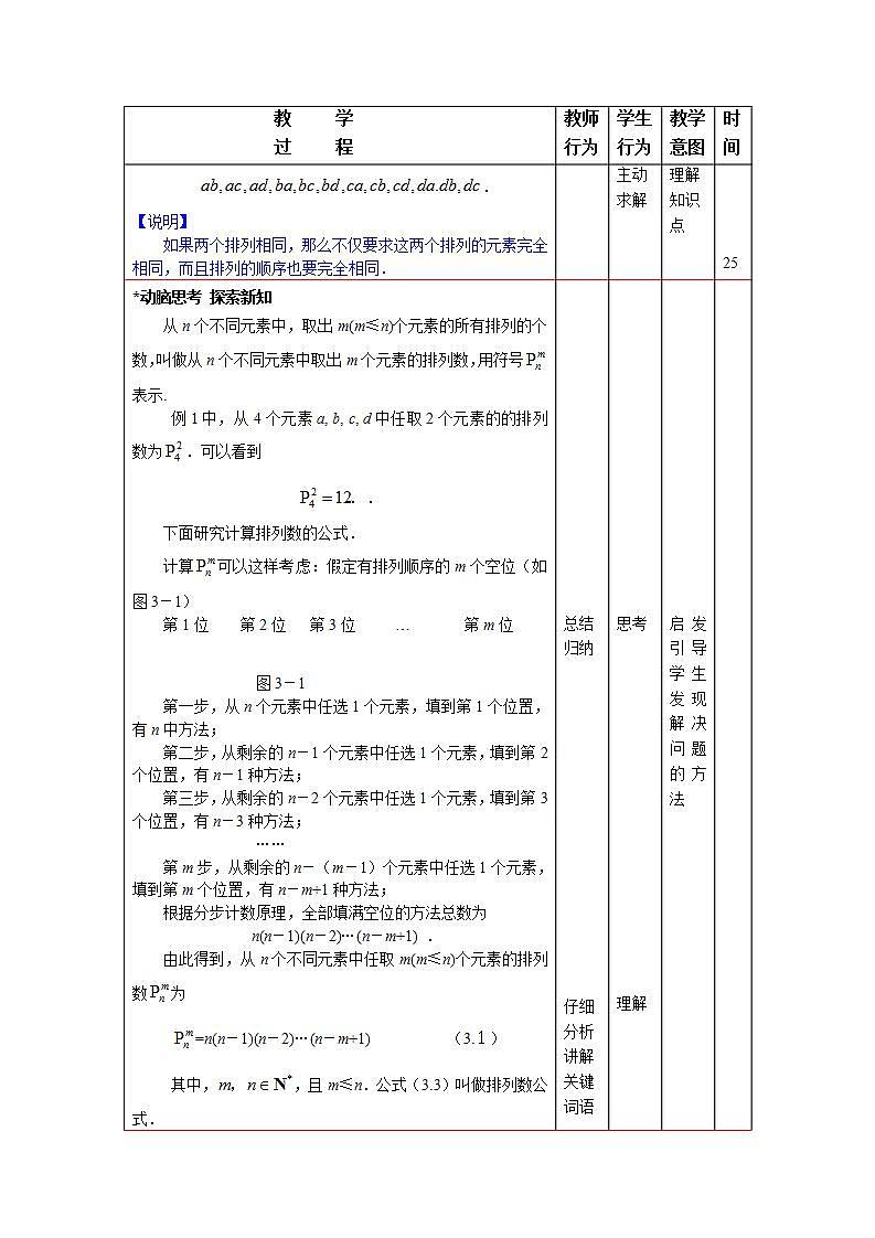中职数学拓展模块：3.1《排列与组合》优秀教学设计03