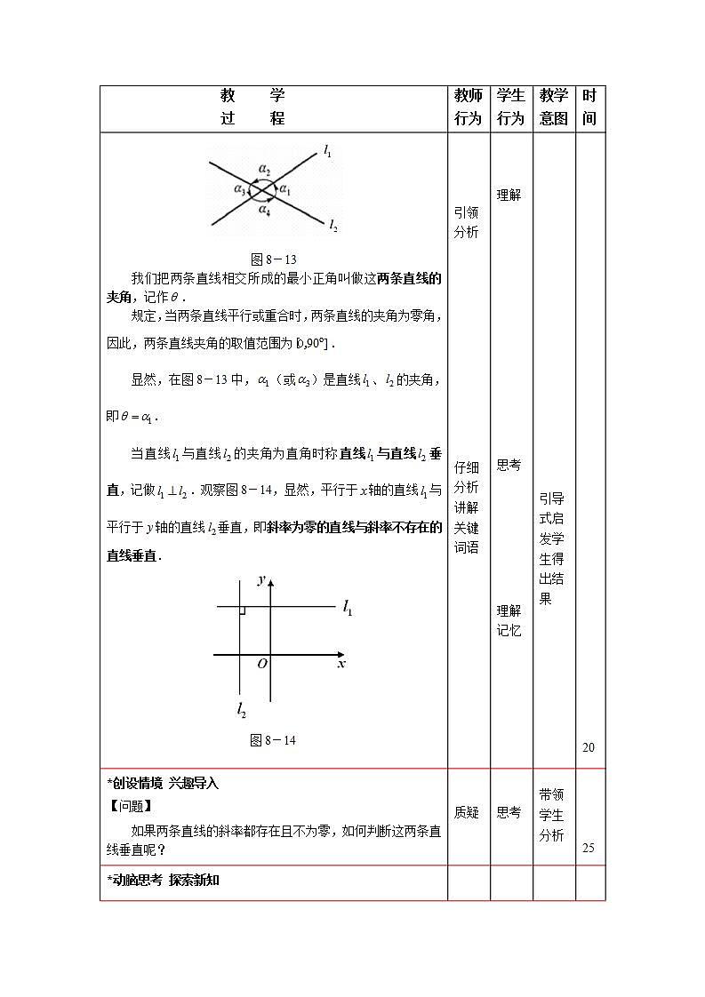 高教版中职数学基础模块下册：8.3《两条直线的位置关系》教案设计03