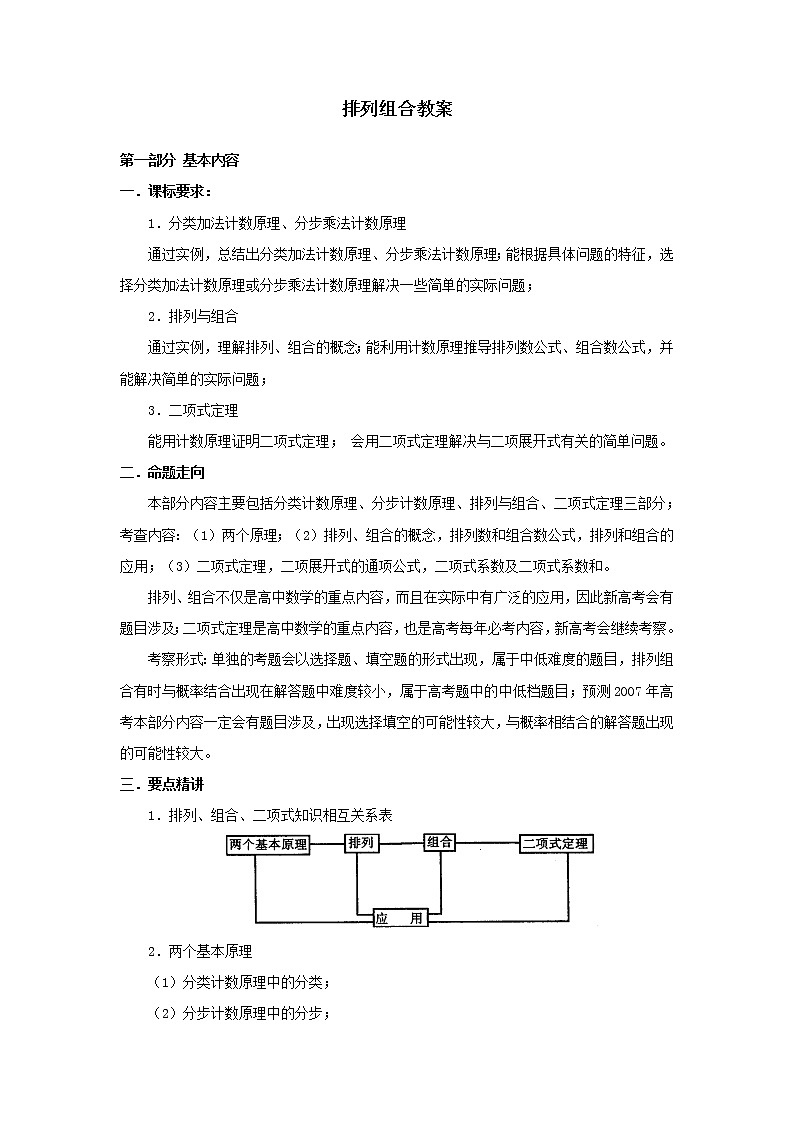 【人教版】中职数学（拓展模块）：3.1《排列、组合与二项式定理》教案设计01