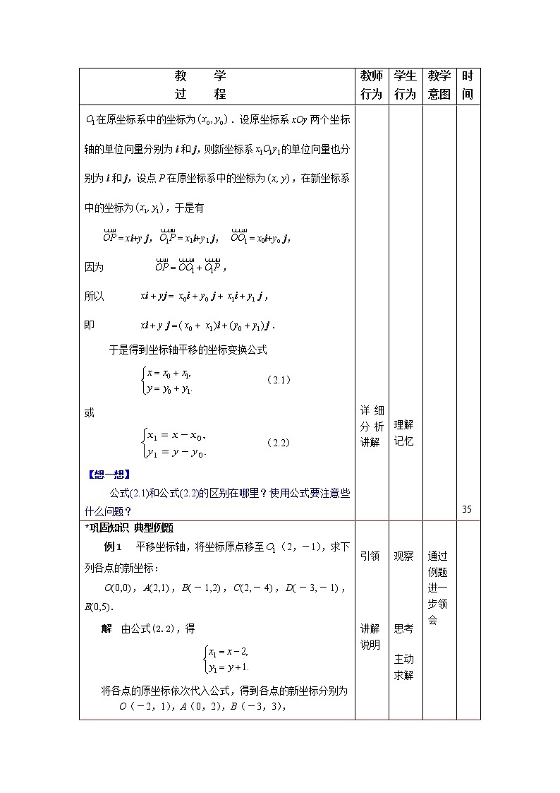 2.1　坐标轴的平移与旋转(1)教案-2020-2021学年高二下学期高教版中职数学职业模块工科类第3页