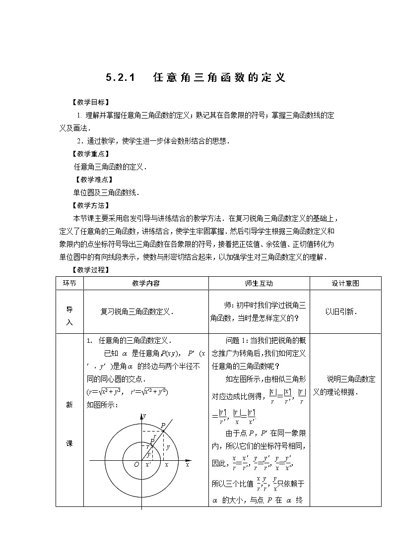 5.2.1  任意角三角函数的定义第1页