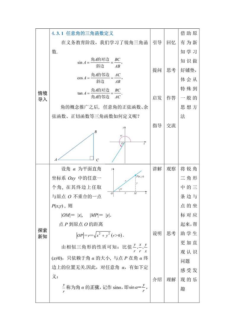4.3 任意角的三角函数 教案02