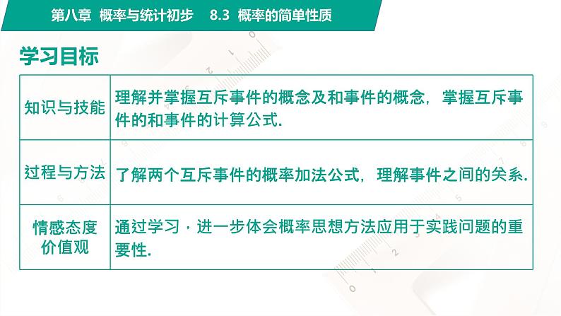 8.3 概率的简单性质 中职数学 高一下学期同步教学课件第2页