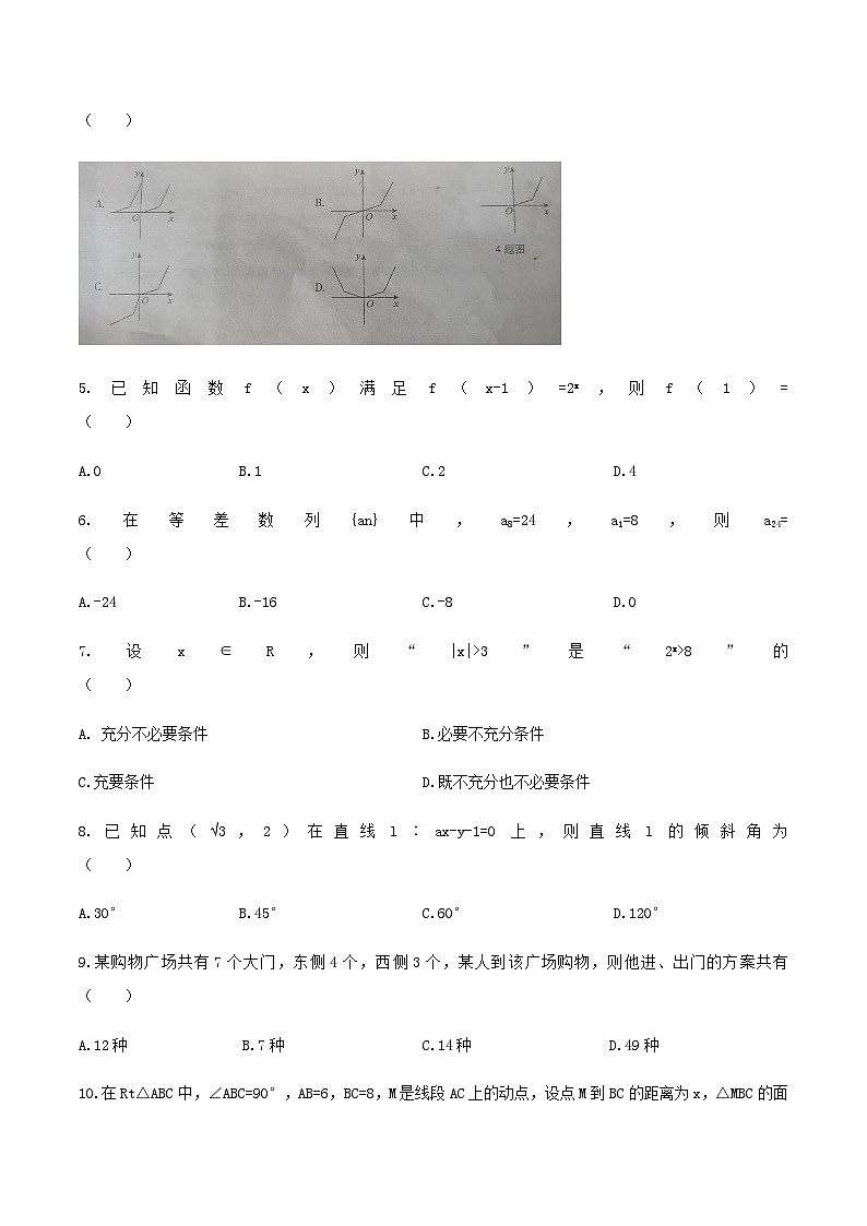 备考2023中职高考数学冲刺模拟卷一（山东适用）02