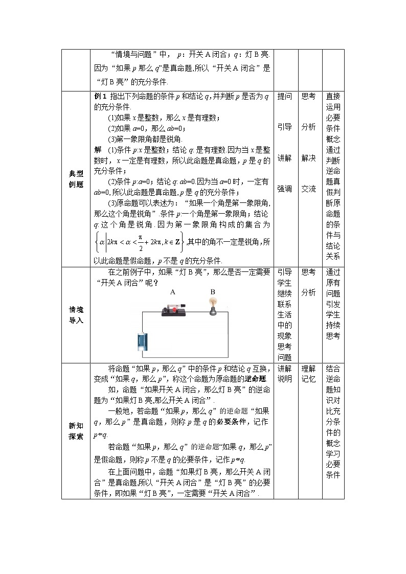 1.1充分条件和必要条件 教案02