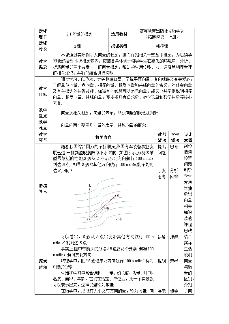 2.1向量的概念 教案01