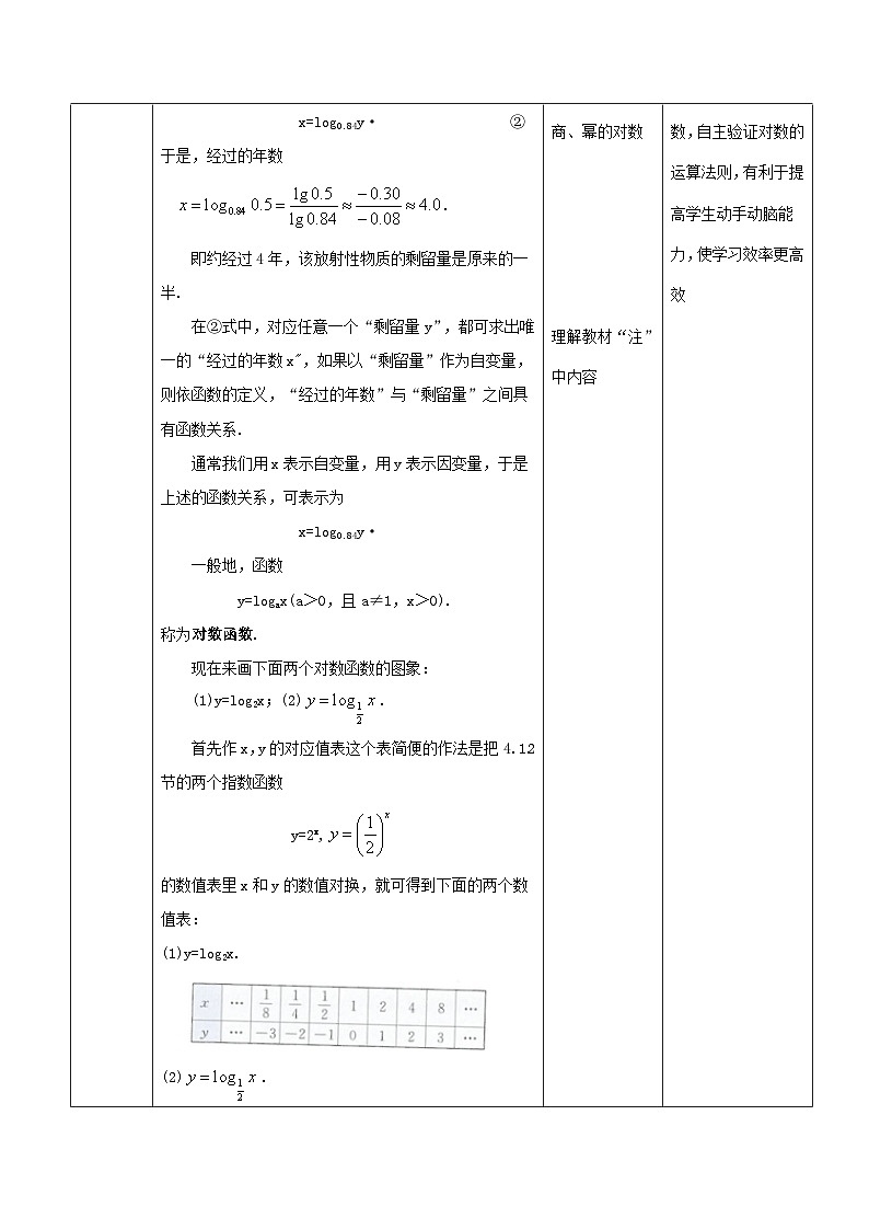 【中职专用】高中数学 人教版2021·基础模块上册  4.2.4对数函数（教案）03
