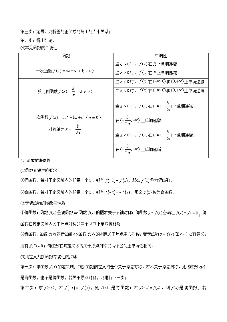 【期中复习】（高教版2021）中职高中数学单元复习 第3章 函数（知识考点） 试卷讲义03