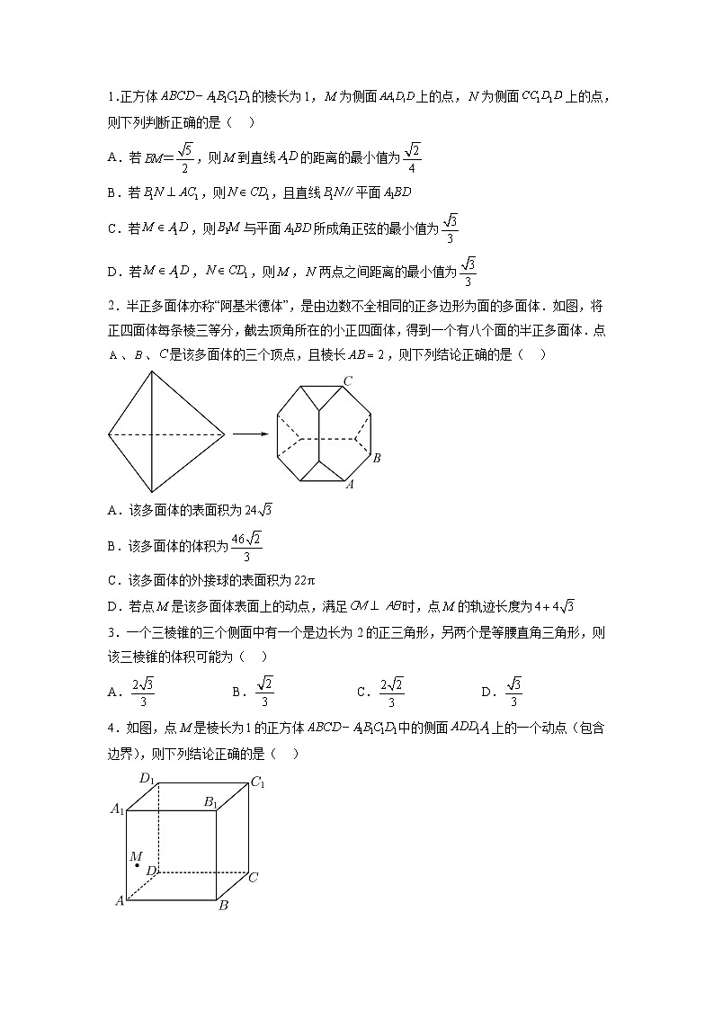 立体几何中的压轴小题（题型）（原卷版）第2页