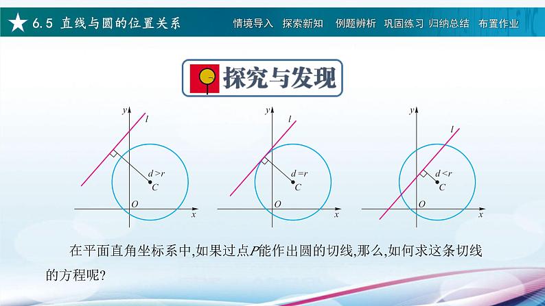 高教版2021 中职数学  基础模块下册 第六章 6.5直线与圆的位置关系（2课时）-课件+教案07