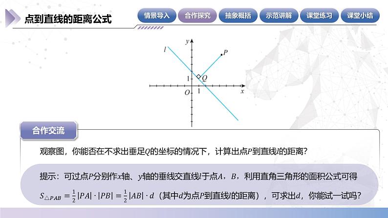 【北师大版中职数学】基础模块下册 6.7 点到直线的距离公式（课件+教案）06