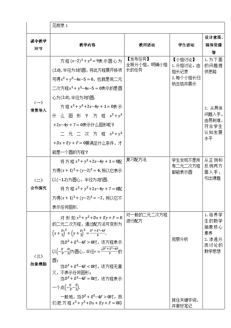 【北师大版中职数学】基础模块下册 6.8.2 圆的一般方程（课件+教案）02