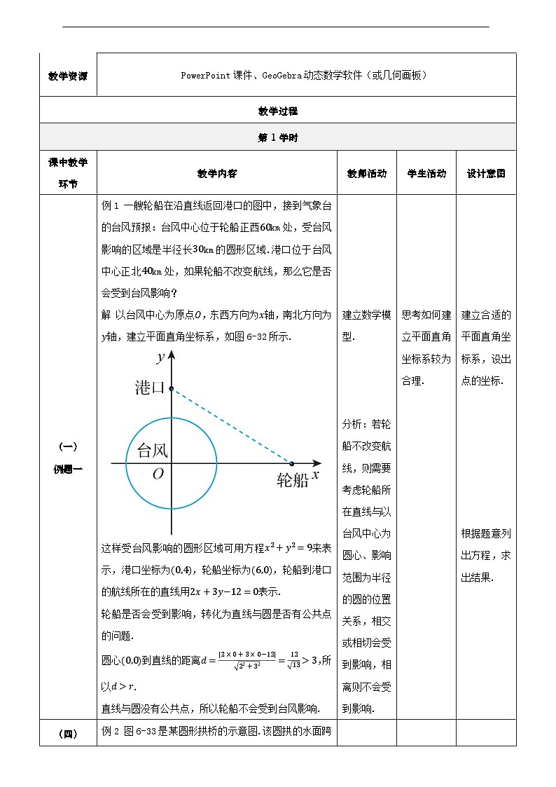 【中职数学】北师大版基础模块下册 第六章《直线与圆》6.10 圆的方程的应用 教学设计第2页