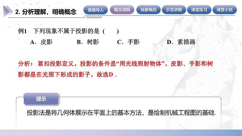 【北师大版中职数学】基础模块下册 7.1.2 中心投影和平行投影（课件+教案）07