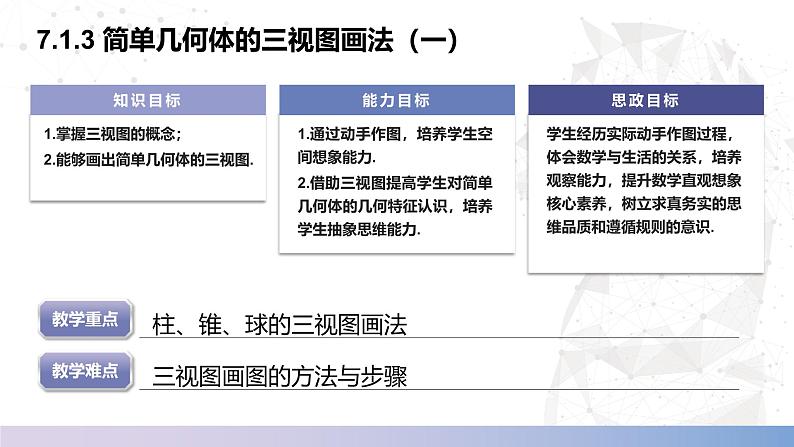 【北师大版中职数学】基础模块下册 7.1.3 简单几何体的三视图画法（一）（课件+教案）02