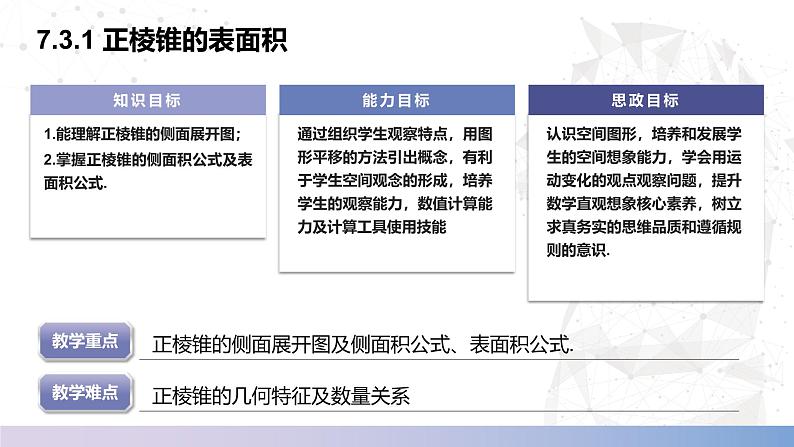 【北师大版中职数学】基础模块下册 7.3.1 直棱柱、正棱锥的表面积（二）课件第2页