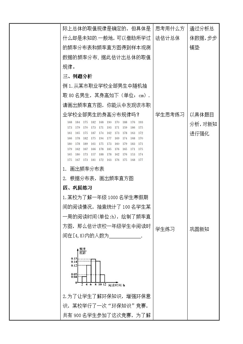 【北师大版中职数学】拓展模块一 下册 10.1.1《总体取值规律的估计》课件+教案02