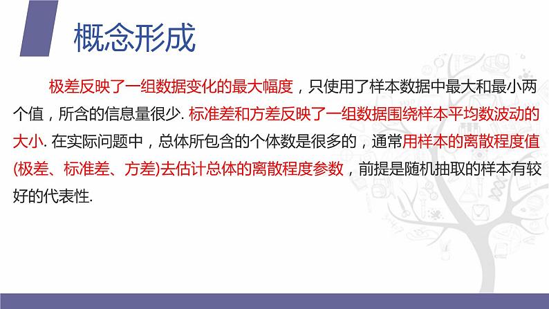 【北师大版中职数学】拓展模块一 下册 10.1.3《总体离散程度的估计》课件+教案06