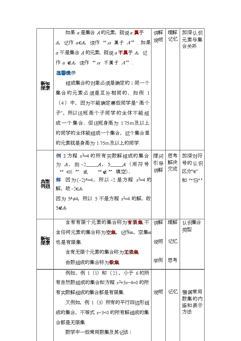 高教版（2021·十四五）中职数学 基础模块上册 1.1 集合及其表示教案第3页