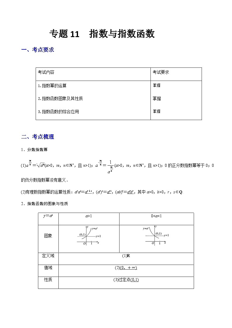 【备战2024年中职高考】中职数学 一轮复习专题训练（考点讲与练）专题11  指数与指数函数（讲）.zip01