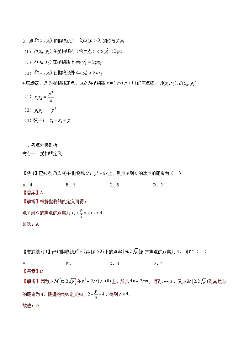 【备战2024年中职高考】中职数学 一轮复习专题训练（考点讲与练）专题32 抛物线（讲）.zip02