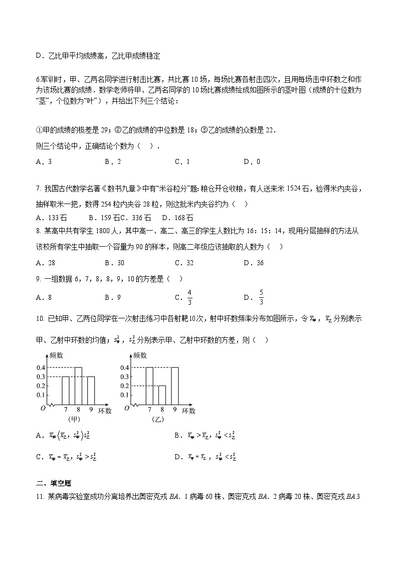 【备战2024年中职高考】中职数学 一轮复习专题训练（考点讲与练）专题37  统计初步（练）.zip02