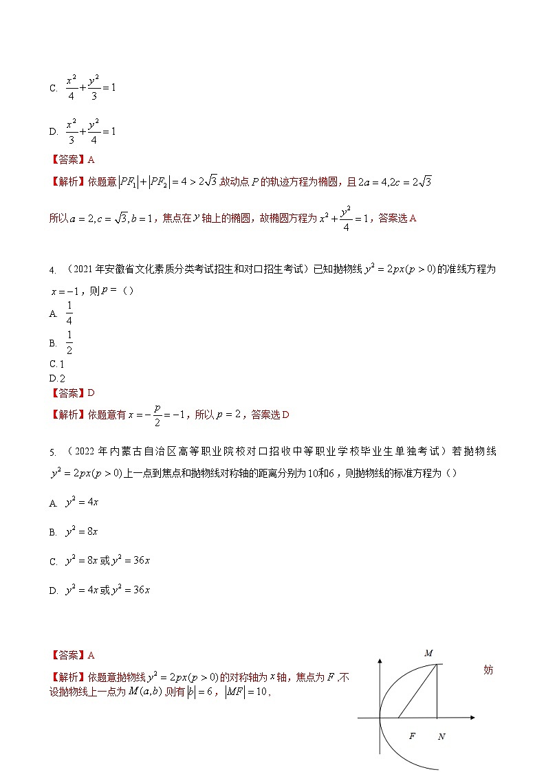 【备战2024年中职高考】中职数学 一轮复习专题训练（考点讲与练）第九章 圆锥曲线综合检测（测）.zip02